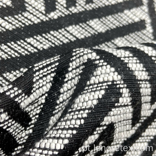 Viscose / poliéster malha preta branca geométrica Jacquard tecido